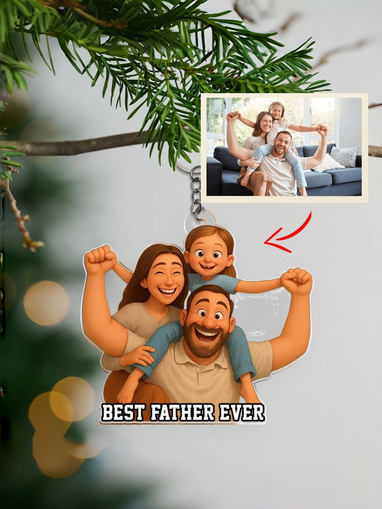 Custom Pixar Style Portrait Keychain